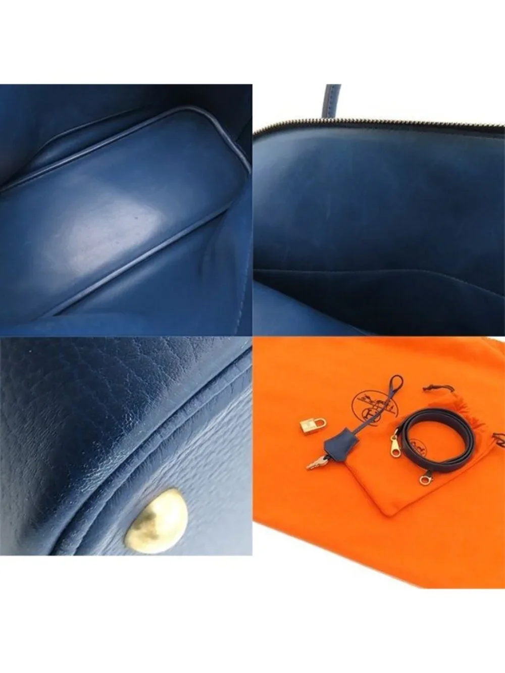 Hermes Bolide 35 Blue Gold Ardennes 2-Way Shoulder Bag